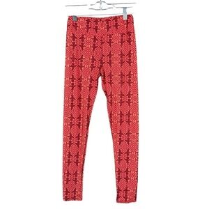 LuLaRoe Leggings Women One Size Red Cupid Valentine Geometric Print